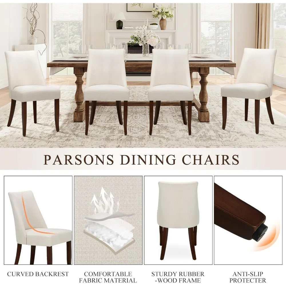 Upholstered Dining Chairs Set of 6 Mid Century Modern Kitchen Chairs with Back Farmhouse Fabric Side Dining Room Chairs