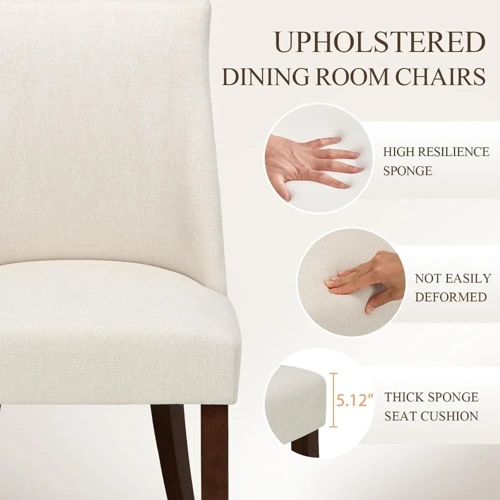 Upholstered Dining Chairs Set of 6 Mid Century Modern Kitchen Chairs with Back Farmhouse Fabric Side Dining Room Chairs