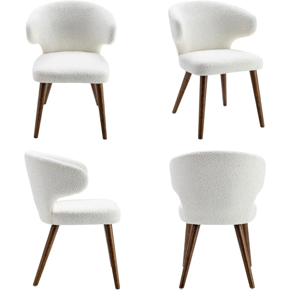 Upholstered Accent Arm Chairs Set of 6 for Kitchen Dining Room Side Chairs with Wood Legs Mid Century Modern Dining Chairs
