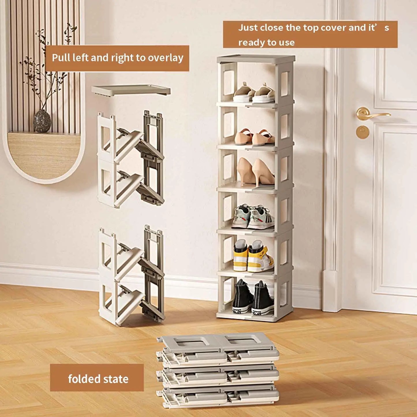 Foldable Shoe Rack Multi-Function Entryway Organizer Storage Solution